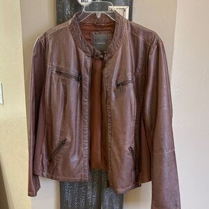 Maurice’s brown leather bomber lined jacket, size 2 plus size